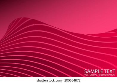 Red curved vector stripes spreading - Red abstract space vector wave background illustration