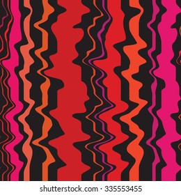 Red curves lines seamless pattern. Vector background.