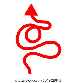 Red curvy arrow. Curve arrow design