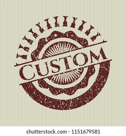 Red Custom distress rubber stamp with grunge texture