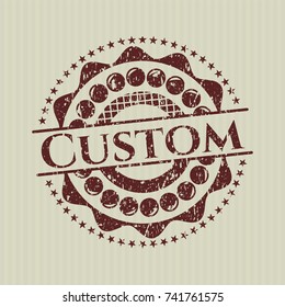 Red Custom distressed rubber grunge texture seal