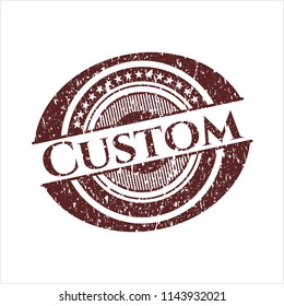 Red Custom distressed rubber stamp with grunge texture