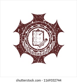 Red customer feedback icon inside distressed grunge seal