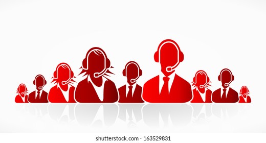 Red customer service people group abstract silhouettes 