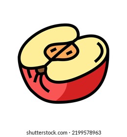 red cut apple color icon vector. red cut apple sign. isolated symbol illustration