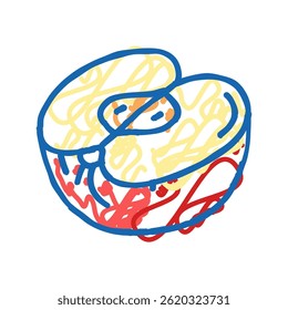 roter Apfel-Doodle-Schnitt Symbol Skizze Vektor. rotes Apfelschild. einzelne Symbolgrafik