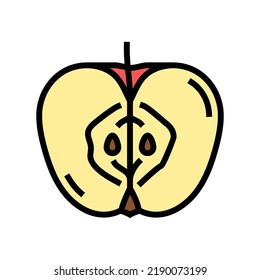 red cut apple fruit color icon vector. red cut apple fruit sign. isolated symbol illustration