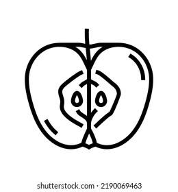red cut apple fruit line icon vector. red cut apple fruit sign. isolated contour symbol black illustration