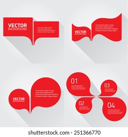 red cut paper speech bubbles on white. speech bubbles set. vector illustration