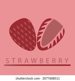 Red cut strawberry logo vector graphics