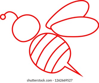 Red Cute bee outline