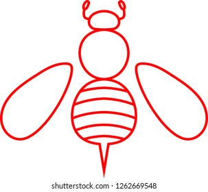 Red Cute bee outline