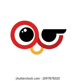 Red Cute Bird Vector Logo