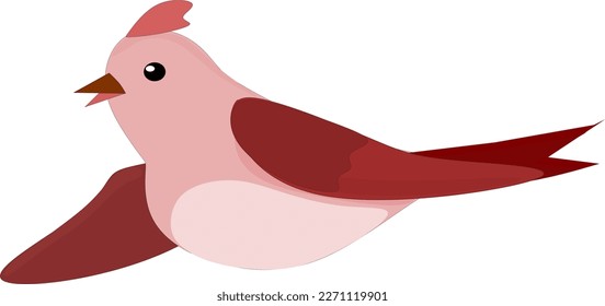 Red Cute cartoon bird vector illustration.
