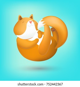 Red cute cat. Home kitty vector