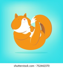 Red cute cat. Home kitty vector