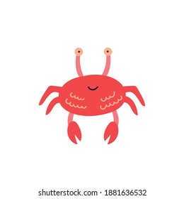 Red cute crab. Marine character design for kids. Modern vector