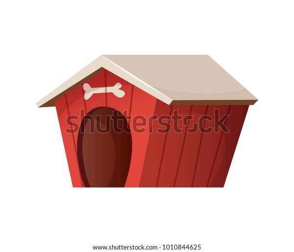 Red Cute Dog House Cartoon Style Stock Vector Royalty Free