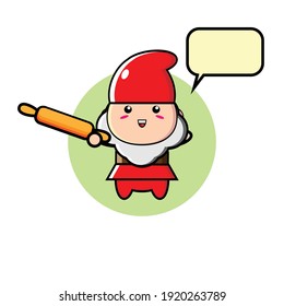 Red cute dwarf illustration design carrying a food grinder