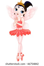 Red Cute fairy ballerina. Wings and glitter are separate groups.