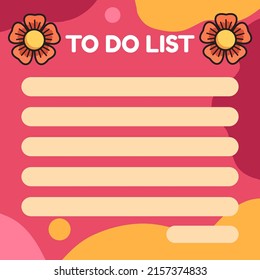 Red and cute flower to do list printable design