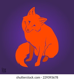 Red cute fox silhouette design. Vector illustration
