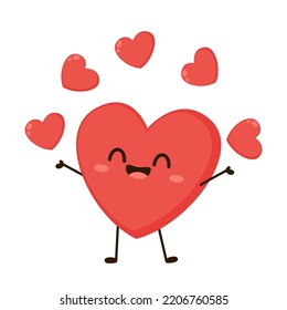 Red cute heart character. Romantic flat style Valentine's Day illustrations to express feelings of love.