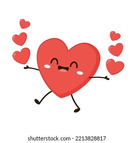 Red cute heart character. Romantic flat style Valentine's Day illustrations to express feelings of love.