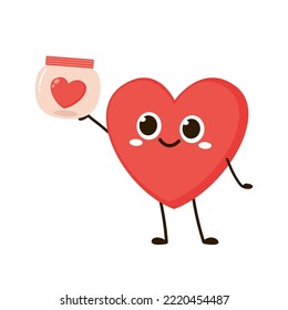 Roter süßer Herzcharakter. Romantische Flach-Stil Valentinstag Illustrationen zum Ausdruck Gefühle der Liebe.