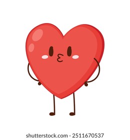 Red cute heart character. Romantic flat style Valentine's Day illustrations to express feelings of love.