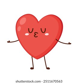 Red cute heart character. Romantic flat style Valentine's Day illustrations to express feelings of love.