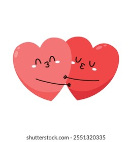 Red cute heart character. Romantic flat style Valentine's Day illustrations to express feelings of love.