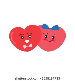 Red cute heart character. Romantic flat style Valentine's Day illustrations to express feelings of love.