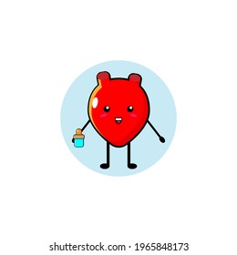 Red cute heart vector design carrying a dot