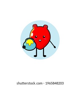 Red cute heart vector design carrying honey