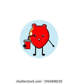 Diseño de vectores de corazón lindos y rojos para beber jugo