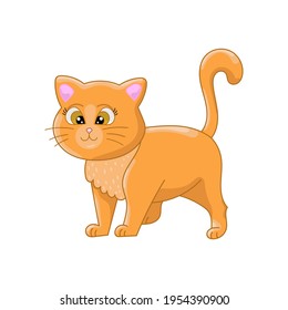 red cute kitten with beautiful eyes on a white background. vector image of pets