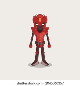 Red Cute Monster Cartoon Illustration, halloween day, monster design video game,