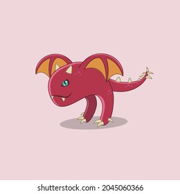 Red Cute Monster Cartoon Illustration, halloween day, monster design video game,