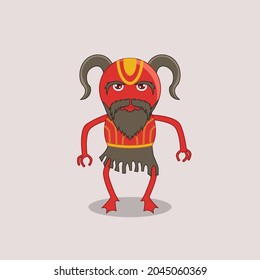 Red Cute Monster Cartoon Illustration, halloween day, monster design video game,