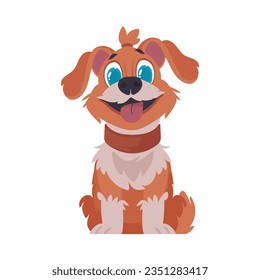 Red cute puppy. Dog smiling, Cartoon style, vector illustration