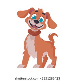 Red cute puppy. Dog smiling, Cartoon style, vector illustration