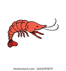 red cute shrimp cartoon element