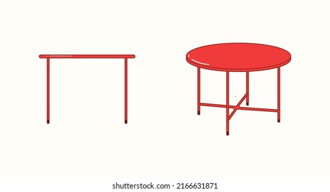 Red cute simple round table for Taiwanese ghost festival in flat cartoonish doodle illustration art design