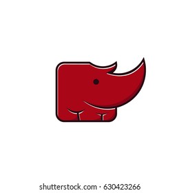 Red Cute Square Rhino Logo Template