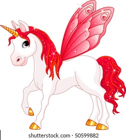 Red Cute winged horse of Fairy Tail. (Rainbow colored horses series)