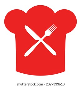 Red cutlery and chef hat