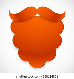 Red cutout paper vector beard with mustaches