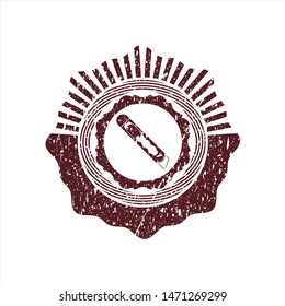 Red cutter icon inside distress grunge style stamp