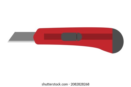 Red cutter knife isolated isolated on white background